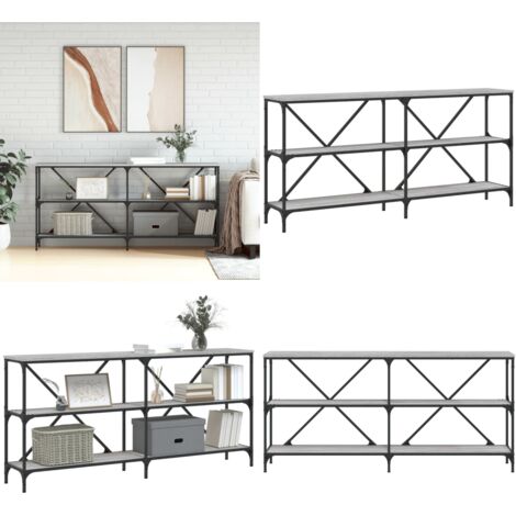 Mesa consola hierro y madera ingeniería gris Sonoma 160x30x75cm - Mesa de pasillo - Mesa de recibidor