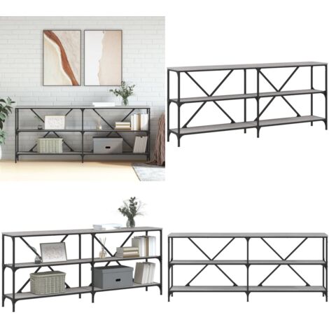 Mesa consola hierro y madera ingeniería gris Sonoma 180x30x75cm - Mesa de entrada - Mesa de pasillo
