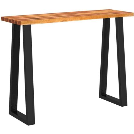 Mesa consola industrial con patas en forma de U 110 x 35 x 80 cm madera de acacia y acero DEC032280