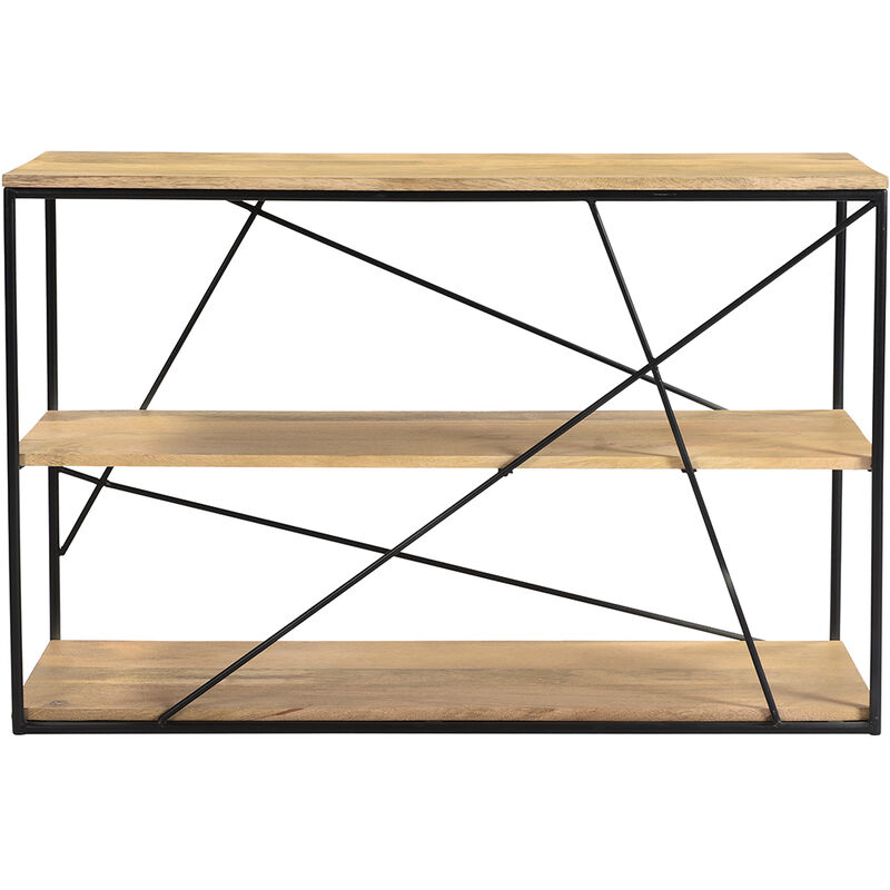 

Miliboo - Mesa consola industrial de madera de mango maciza y metal 115 cm MAESTRO