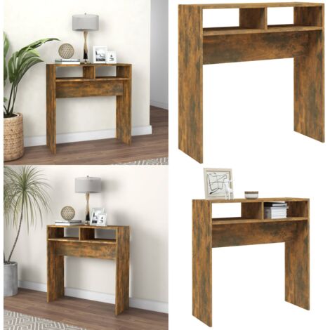 Mesa consola madera contrachapada roble ahumado 78x30x80 cm - Mesa de madera - Mesa de contrachapado