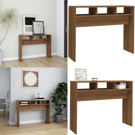 Mesa consola madera contrachapada roble marrón 105x30x80 cm - Madera contrachapada - Mesa auxiliar