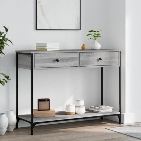 Mesa consola madera de ingeniería gris  100x34,5x75 cm