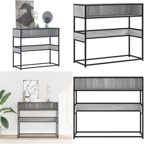 Mesa consola madera de ingeniería gris Sonoma 90x35x80 cm - Almacenamiento - Madera de ingeniería