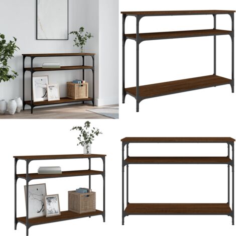 Mesa consola madera de ingeniería marrón roble 100x29x75 cm - Madera de ingeniería - Almacenamiento