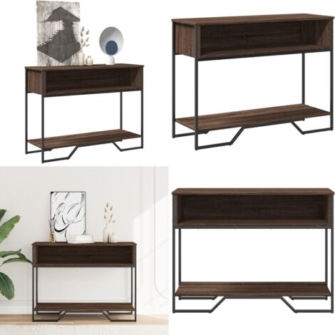 Mesa consola madera de ingeniería marrón roble 100x35x74,5 cm - Madera de ingeniería - Almacenamiento