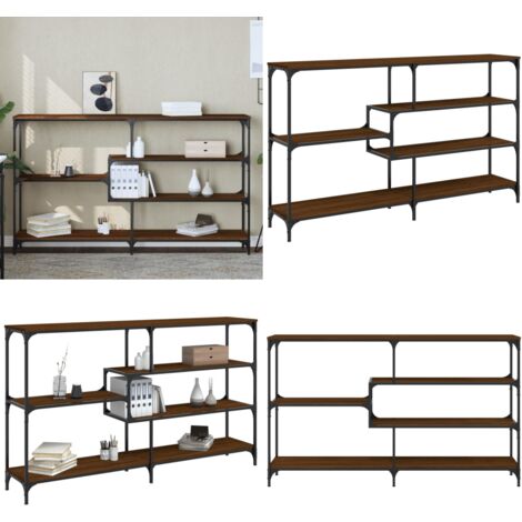 Mesa consola madera de ingeniería marrón roble 160x32x95 cm - Madera de ingeniería - Mesa de pasillo