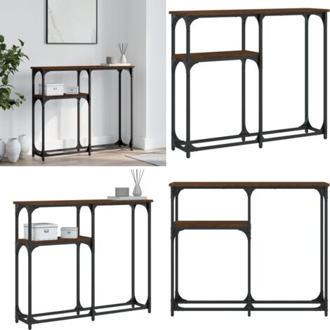 Mesa consola madera de ingeniería marrón roble 90x22,5x75 cm - Madera de ingeniería - Mesa de pasillo