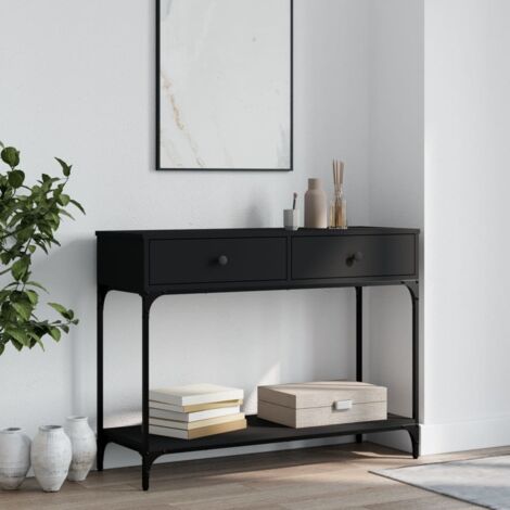 Mesa consola madera de ingeniería negra 100x34,5x75 cm vidaXL