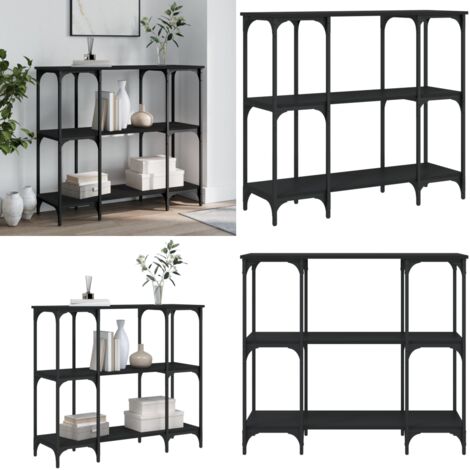 Mesa consola madera de ingeniería negra 102x35x90 cm - Mesa de pasillo - Mesa de entrada