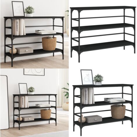 Mesa consola madera de ingeniería negro 100x32x75 cm - Madera de ingeniería - Mesa de entrada