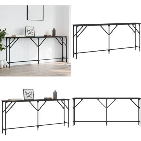 Mesa consola madera de ingeniería negro 180x23x75 cm - Mesa de entrada - Mesa de salón