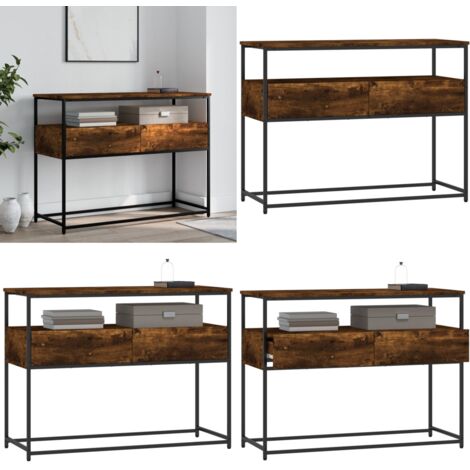 Mesa consola madera de ingeniería roble ahumado 100x40x75 cm - Mesa de entrada - Mesa de salón