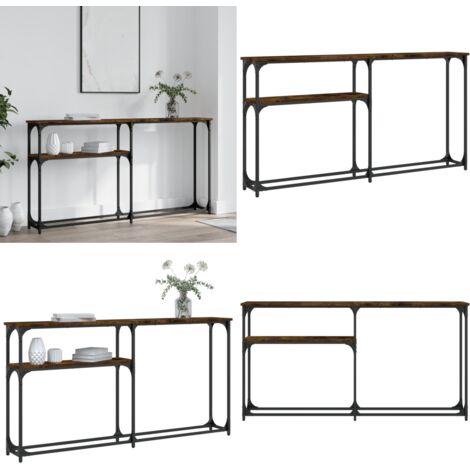 Mesa consola madera de ingeniería roble ahumado 145x22,5x75 cm - Mesa de entrada - Mesa de pasillo