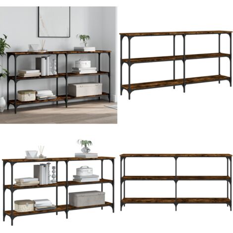 Mesa consola madera de ingeniería roble ahumado 150x29x75 cm - Mesa de entrada - Mesa de salón