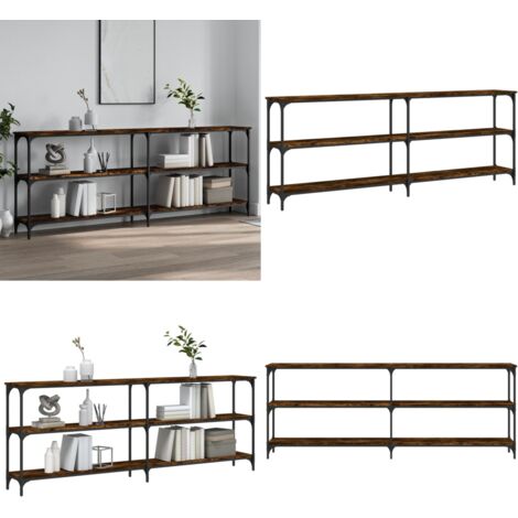 Mesa consola madera de ingeniería roble ahumado 200x29x75 cm - Mesa de pasillo - Mesa de entrada