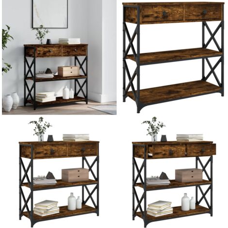 Mesa consola madera de ingeniería roble ahumado 75x28x75 cm - Mesa consola - Madera de ingeniería