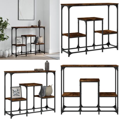Mesa consola madera de ingeniería roble ahumado 89,5x28x76 cm - Mesa de recibidor - Madera de ingeniería