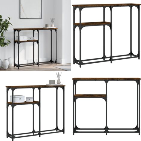 Mesa consola madera de ingeniería roble ahumado 90x22,5x75 cm - Madera de ingeniería - Mesa de pasillo