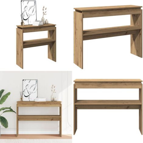 Mesa consola madera de ingeniería roble artesanal 102x30x80 cm - Almacenamiento - Madera de ingeniería