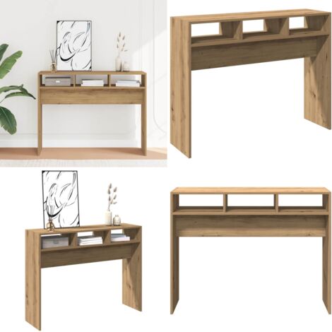 Mesa consola madera de ingeniería roble artesanal 105x30x80 cm - Madera de ingeniería - Mesa de entrada