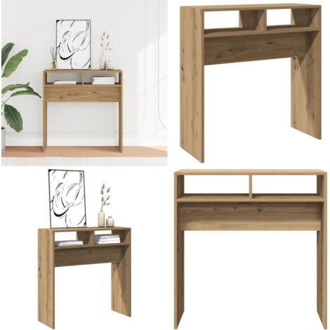 Mesa consola madera de ingeniería roble artesanal 78x30x80 cm - Madera de ingeniería - Mesa de entrada