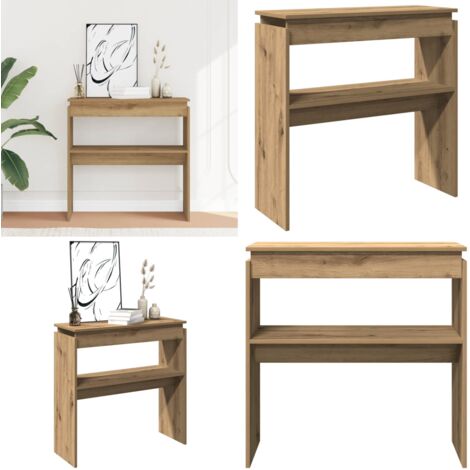 Mesa consola madera de ingeniería roble artesanal 80x30x80 cm - Madera de ingeniería - Mesa de salón
