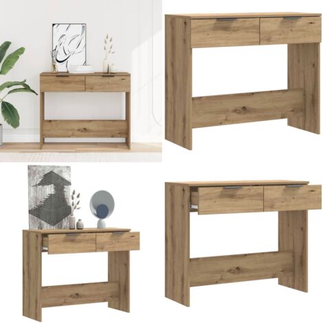 Mesa consola madera de ingeniería roble artesanal 90x36x75 cm - Almacenamiento - Madera de ingeniería