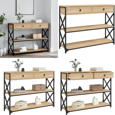 Mesa consola madera de ingeniería roble Sonoma 100x28x75 cmm - Mesa de entrada - Mesa de pasillo
