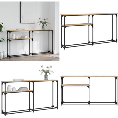 Mesa consola madera de ingeniería roble Sonoma 145x22,5x75 cm - Mesa de pasillo - Mesa de entrada
