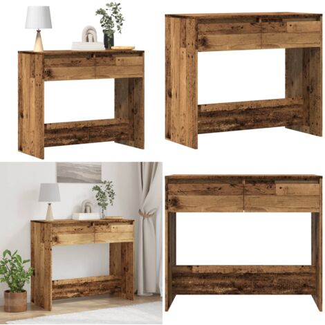 Mesa consola madera ingeniería madera envejecida 89x41x76,5 cm - Madera envejecida - Mesa de almacenamiento