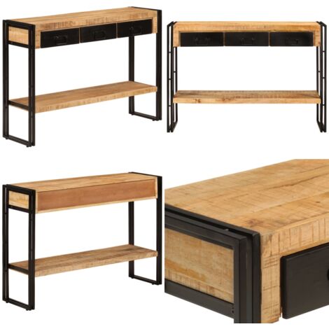 Mesa consola madera maciza de mango 110x30x76 cm - Mesa de madera - Mesa de almacenamiento