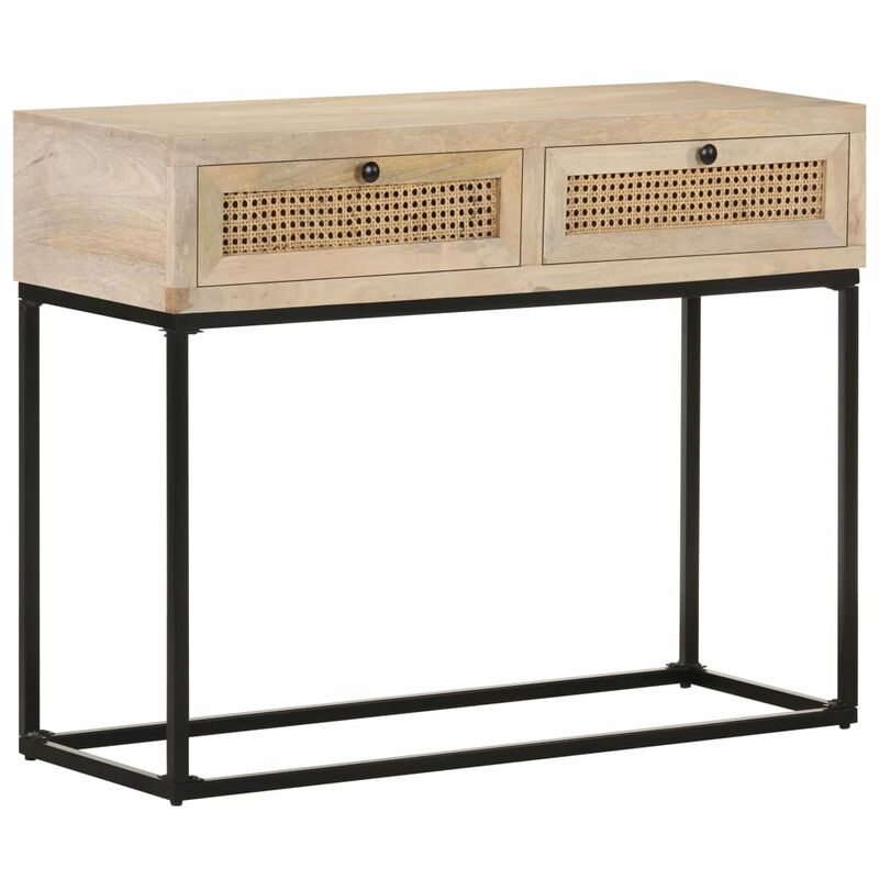 

Mesa consola madera maciza de mango y caña natural 100x35x76 cm