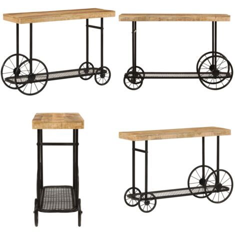 Mesa consola madera maciza de mango y hierro 112x36x76 cm - Madera de mango - Mesa de entrada