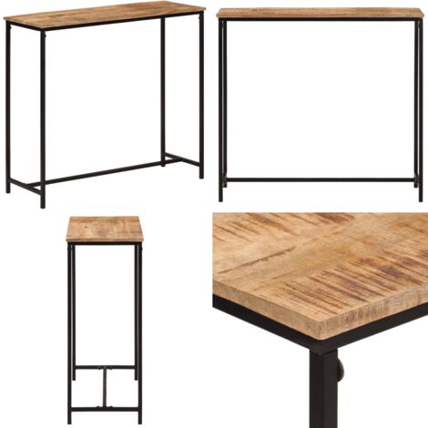 Mesa consola madera maciza de mango y hierro 80x30x74 cm - Madera maciza - Mesa de pasillo
