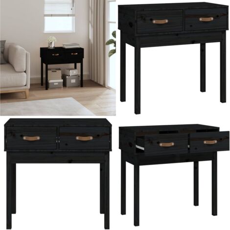 Mesa consola madera maciza de pino negro 76,5x40x75 cm - Mesa de pasillo - Mesa de madera