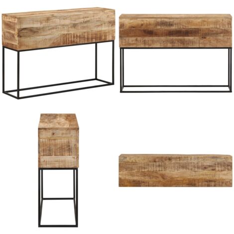 Mesa consola madera maciza mango rugosa y hierro 110x30x75 cm - Madera maciza - Mango