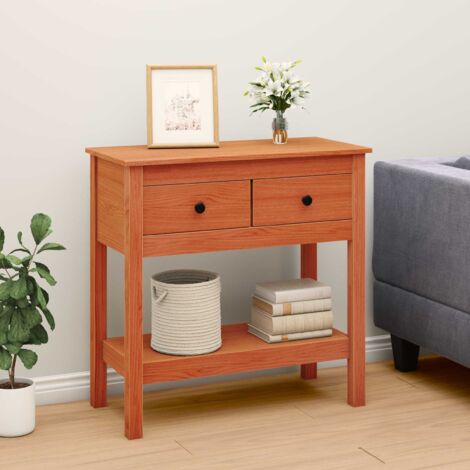 Mesa Consola Marrón cera 75 x 35 x 75 cm Madera de Pino Sólido