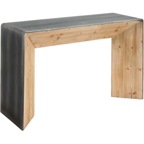 Mesa consola mesa auxiliar de diseño industrial madera maciza mvg 80 x 120 x 40 cm aspecto metal natural 040008491