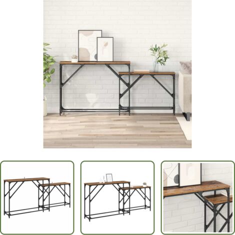 Mesa consola -  Mesa Consola 2 pcs Madera envejecida 100 x 28 x 75 cm