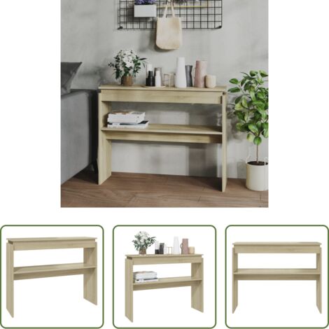 Mesa consola -  Mesa consola madera contrachapada roble Sonoma 102x30x80 cm