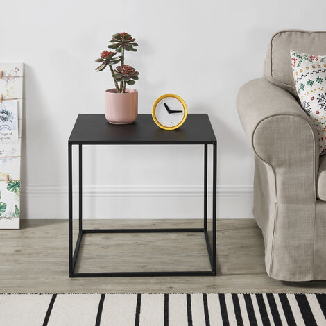 Mesa Consola Russafa metal robusta 50 x 55 x 55 cm - Negro mate [en.casa]