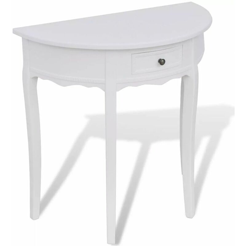 

Mesa consola semicircular con cajon blanca