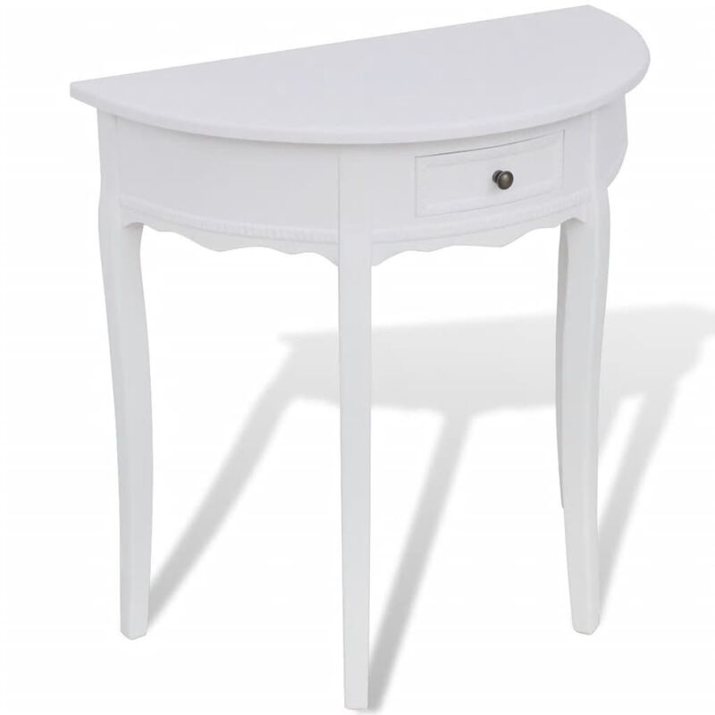 

Mesa consola semicircular con cajón blanca