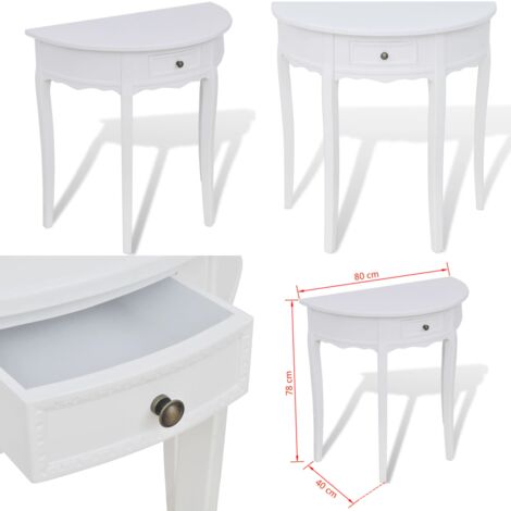 Mesa consola semicircular con cajón blanca - Mesa de salón - Mesa de comedor