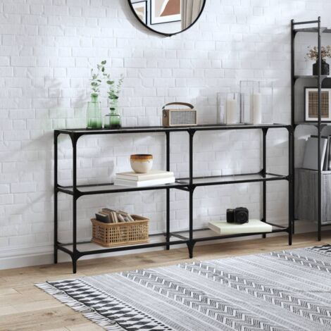Mesa consola superficie vidrio transparente acero 158,5x30x81cm vidaXL