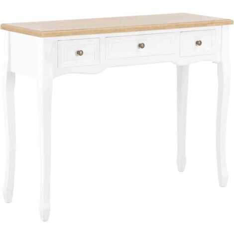 Mesa consola tocador con 3 cajones blancos