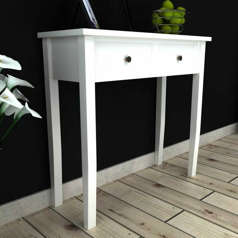 

Mesa consola tocador con dos cajones blancos