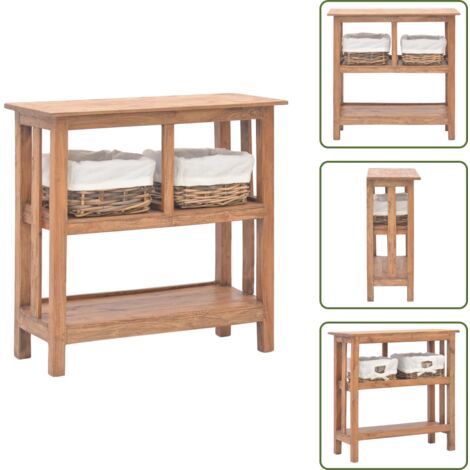 Mesa consola - vidaXL Mesa consola de madera maciza de caoba 69x28x70 cm - Cestas extraíbles