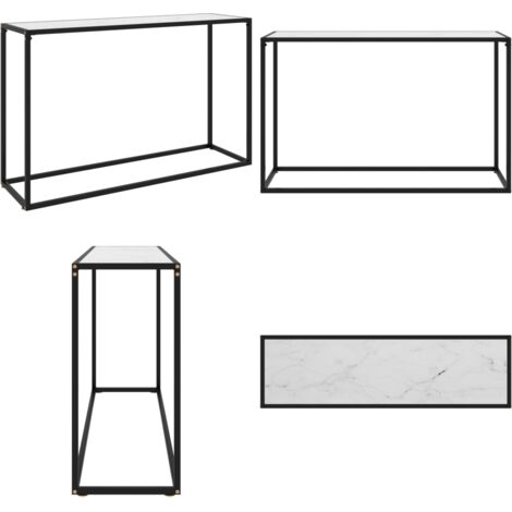 Mesa consola vidrio templado blanco 120x35x75 cm - Mesa auxiliar - Mesa de vidrio templado